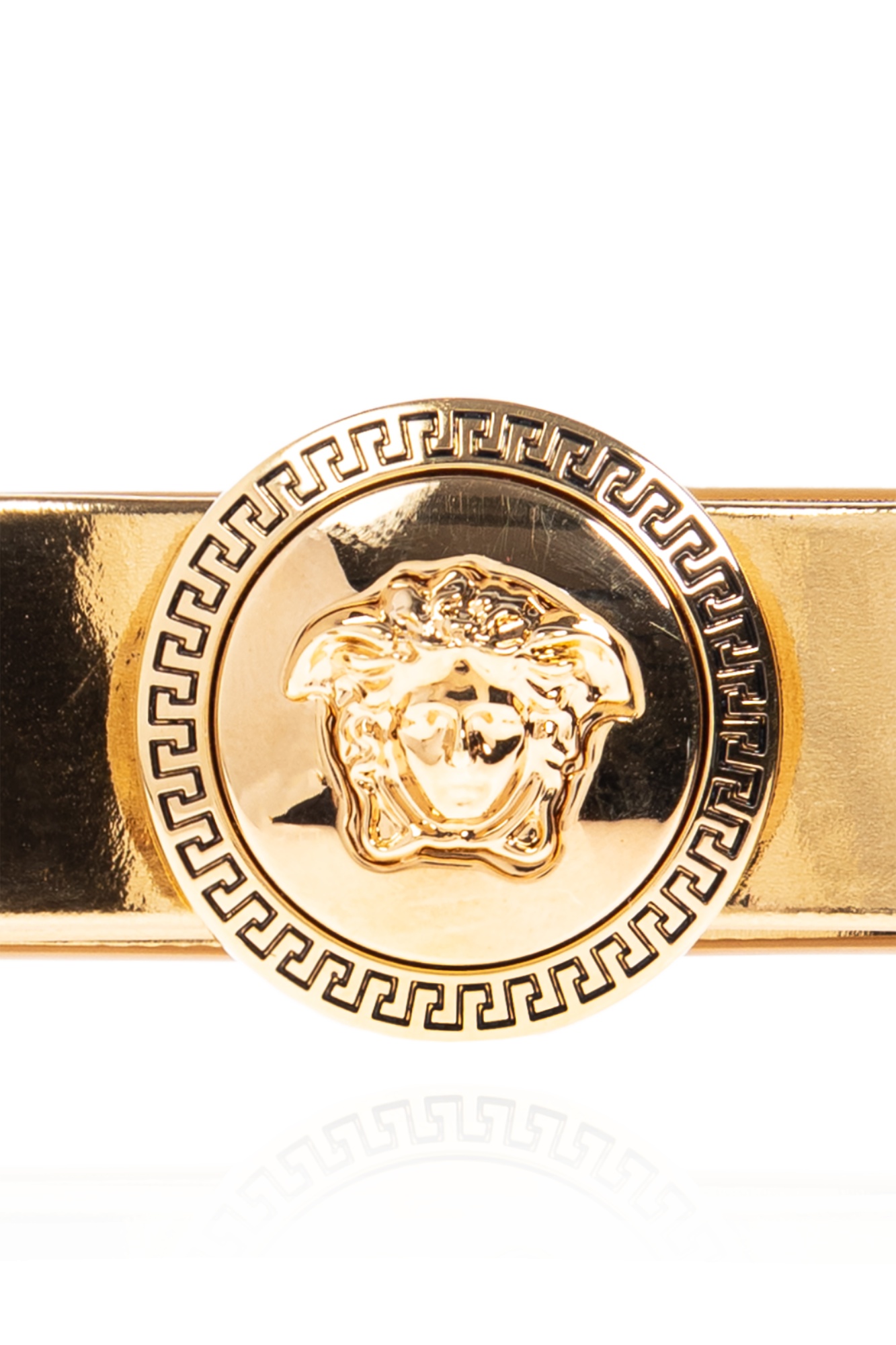 Versace Gianni Ribbon Metallic Hair Clip In Gold