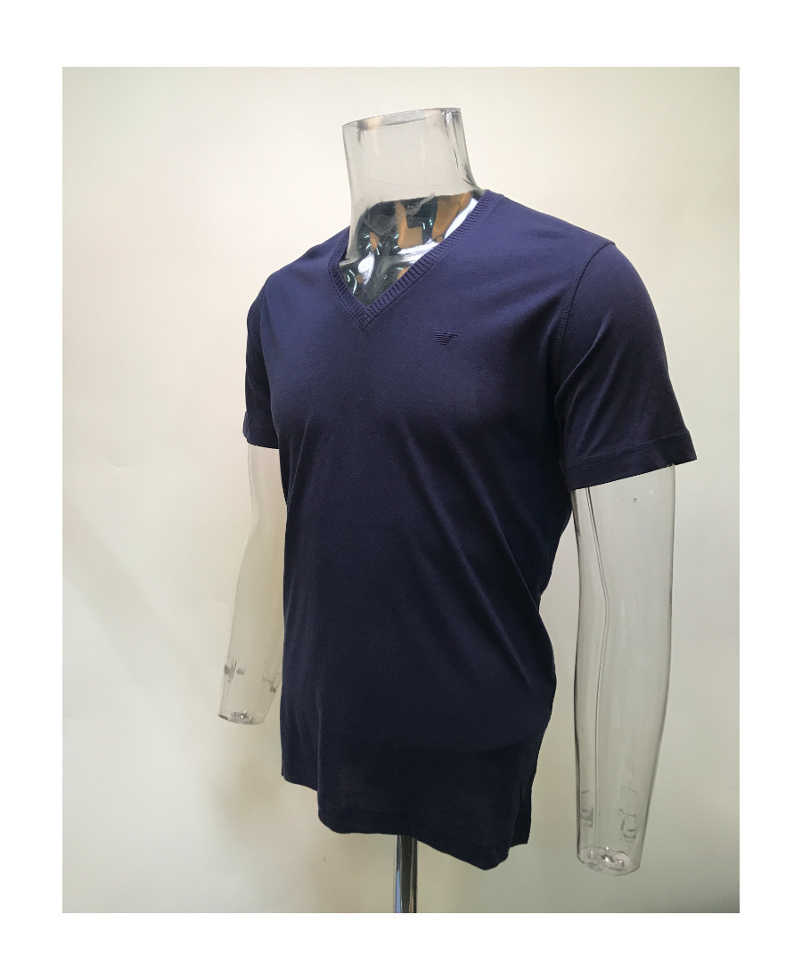 Emporio Armani Logo Rib T-shirt In Black