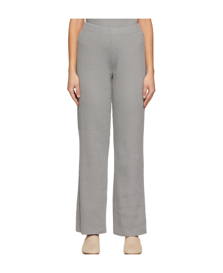 Vince Rib Knitted Casual Pants In Gray