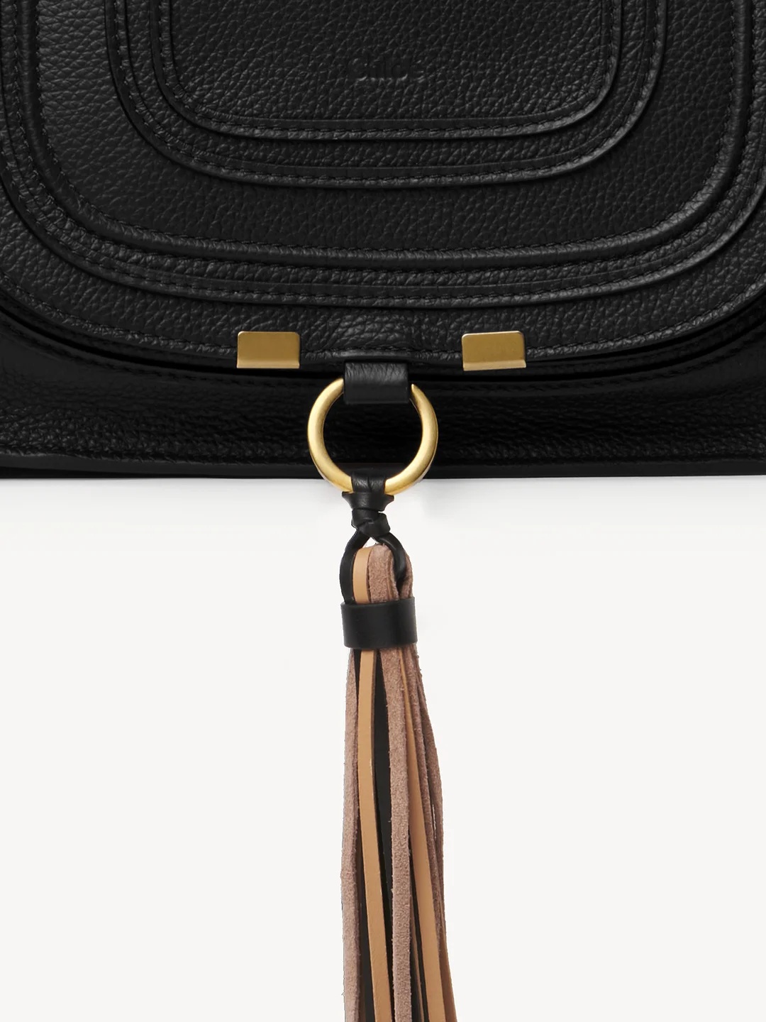 Chloé Marcie Double Tasseled Tote Bag In Black