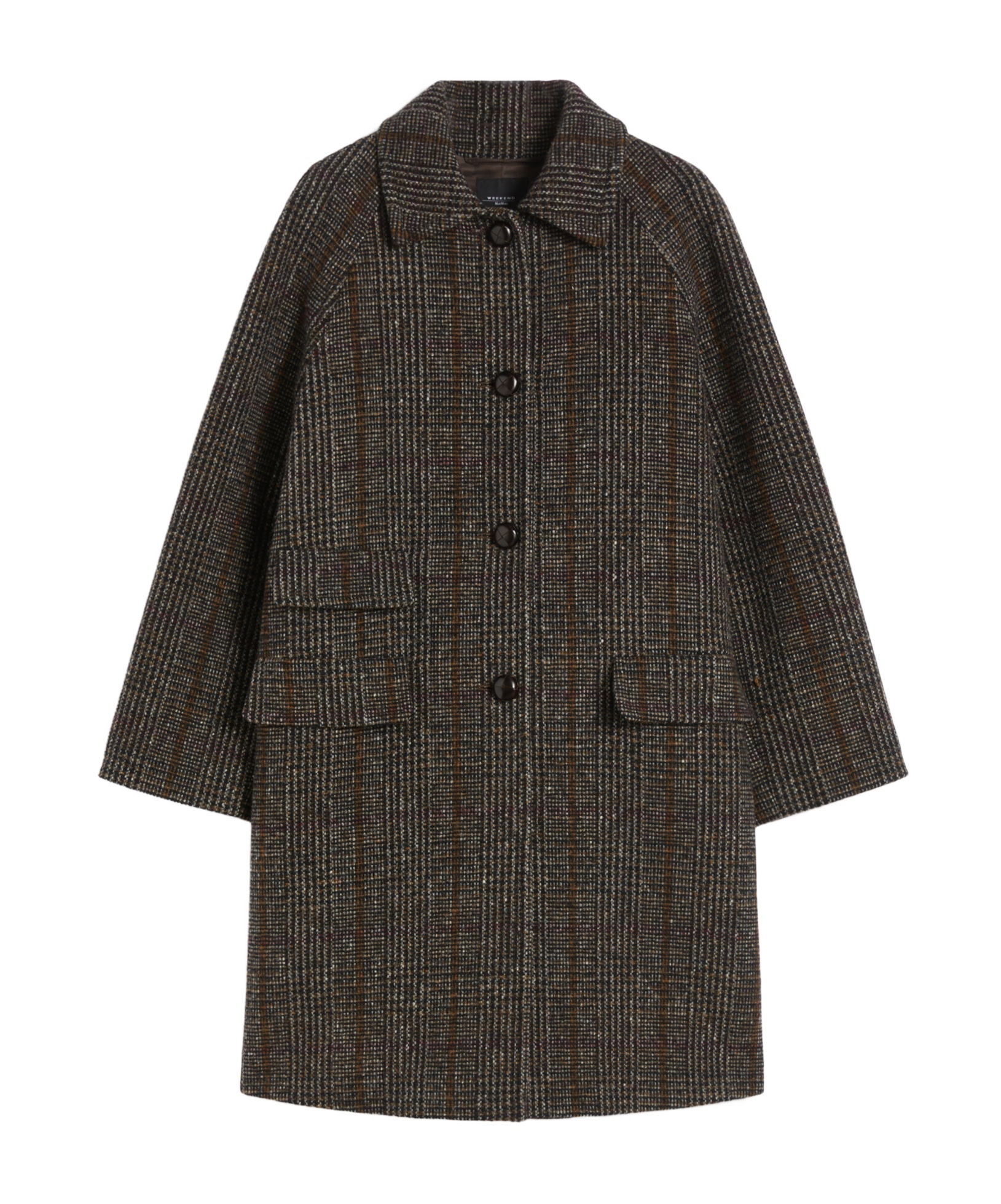 Weekend Max Mara Pitone Tweed Virgin Wool Coat In Gray