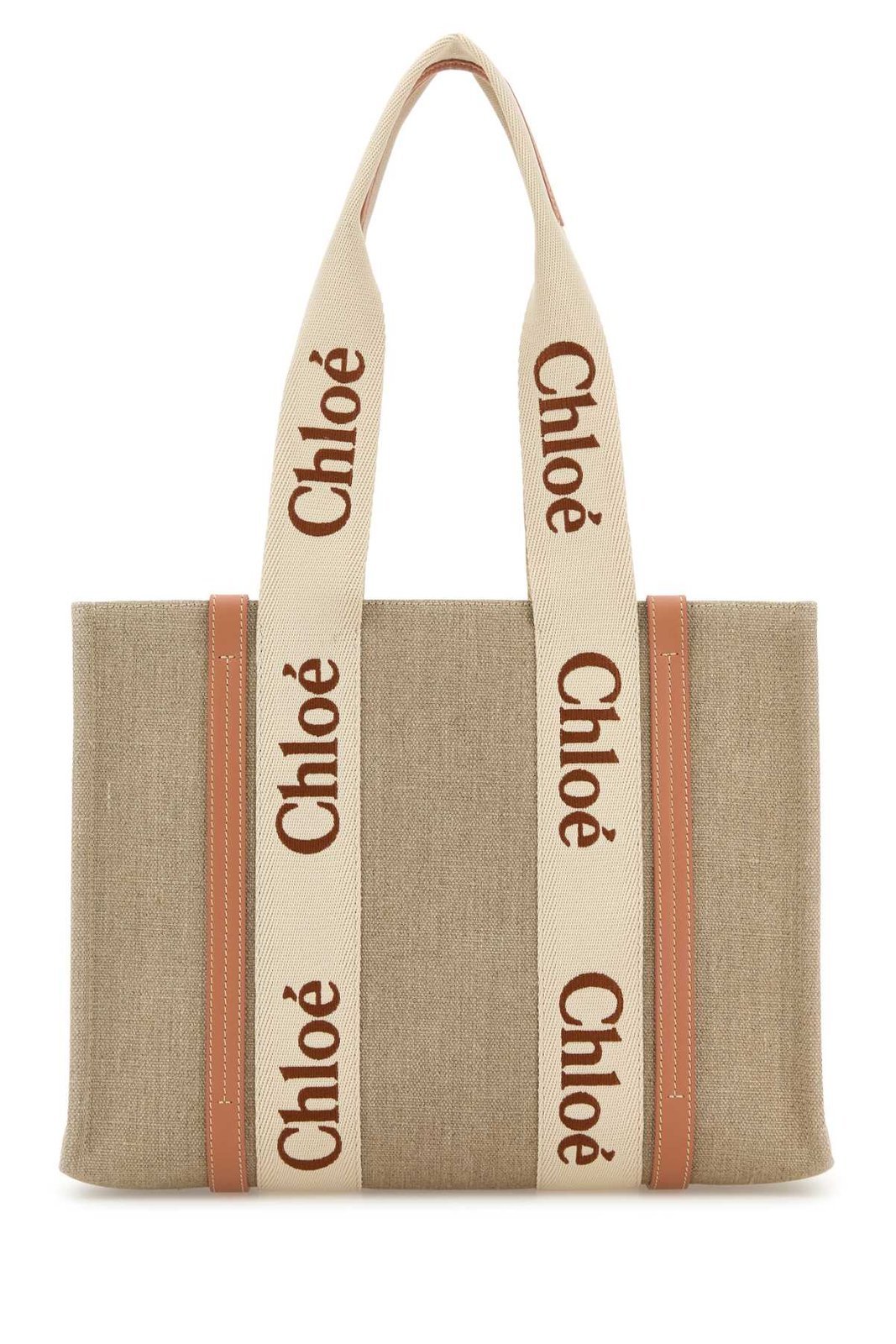 Chloé Chloe Women Multicolor Linen Medium Woody Shopping Bag In Multi