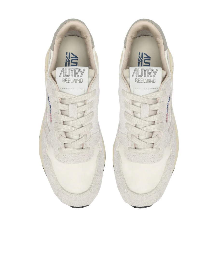 Autry Reelwind Low Sneakers In White Suede And Nylon In White