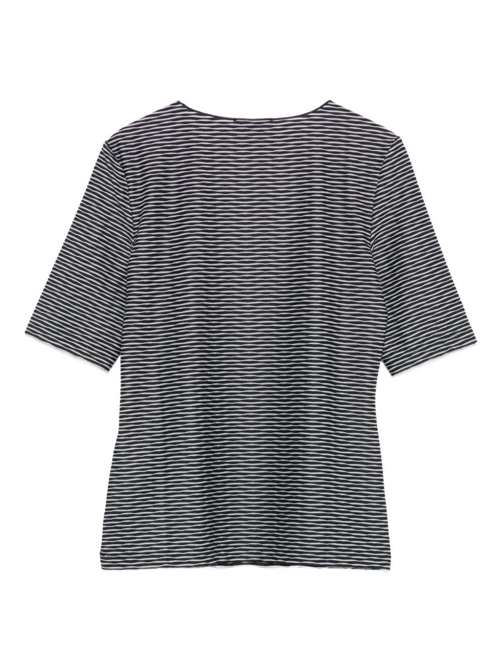 Emporio Armani Striped Scoop Neck Sleeveless Top In Gray