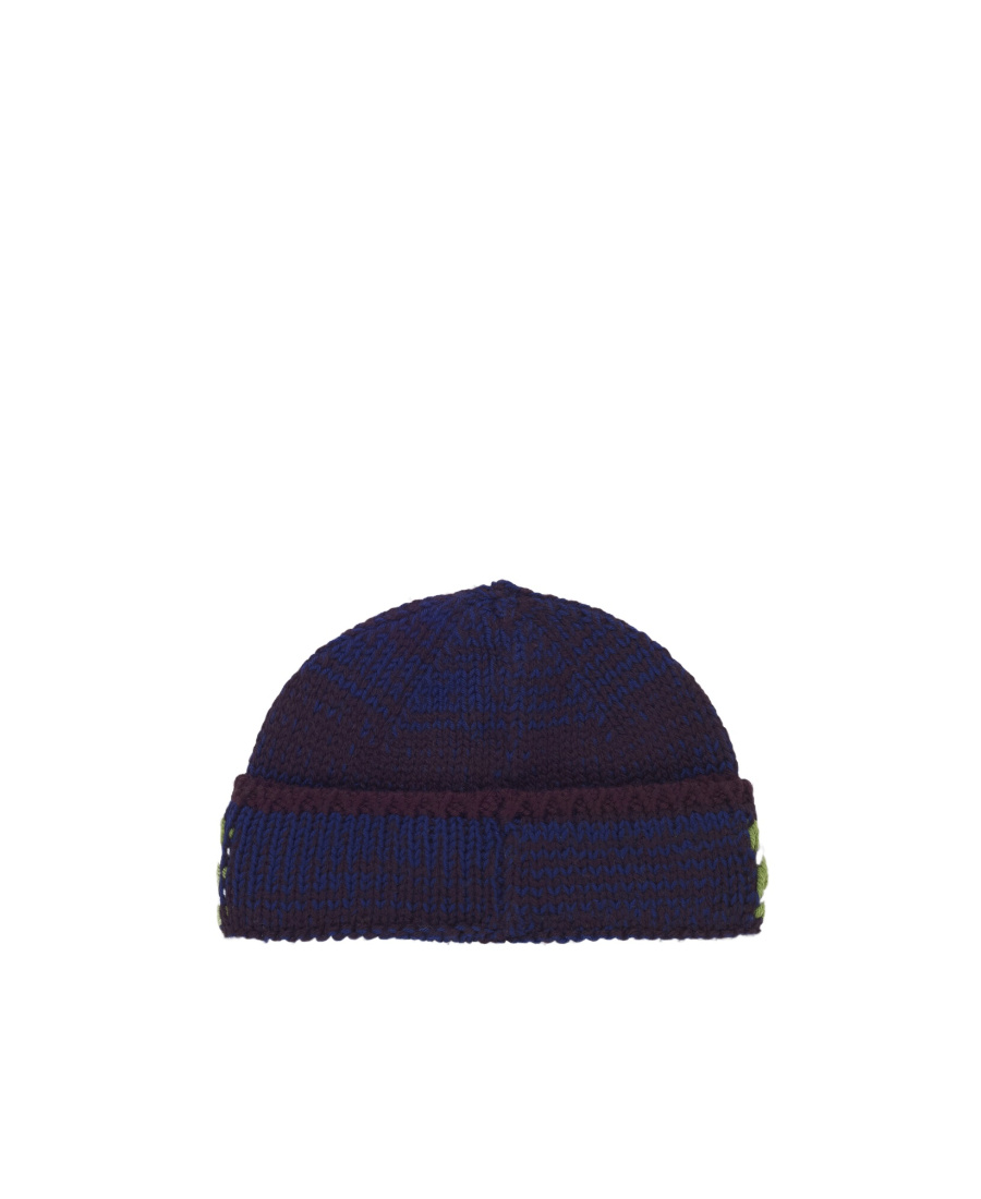 Marni Intarsia-knit Logo Beanie In Black