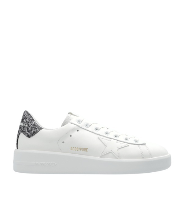 Golden Goose Purestar Glittered Lace-up Sneakers In White