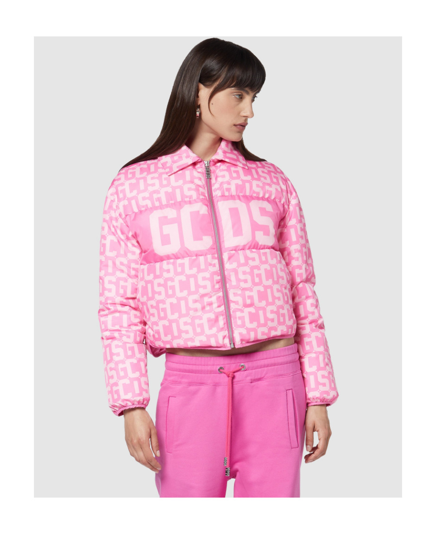 Gcds Logo-print Padded Jacket In Pink