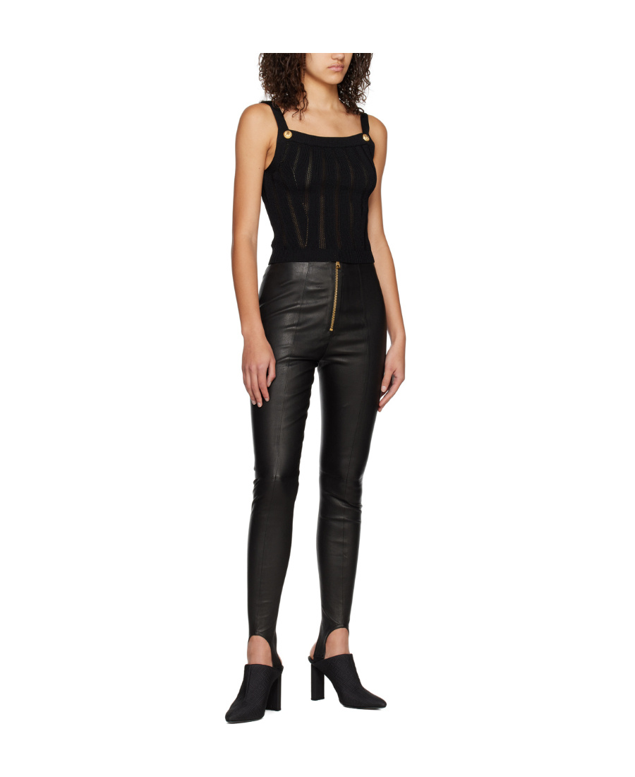 BALMAIN GRAIN ZIPPER LEGGINGS