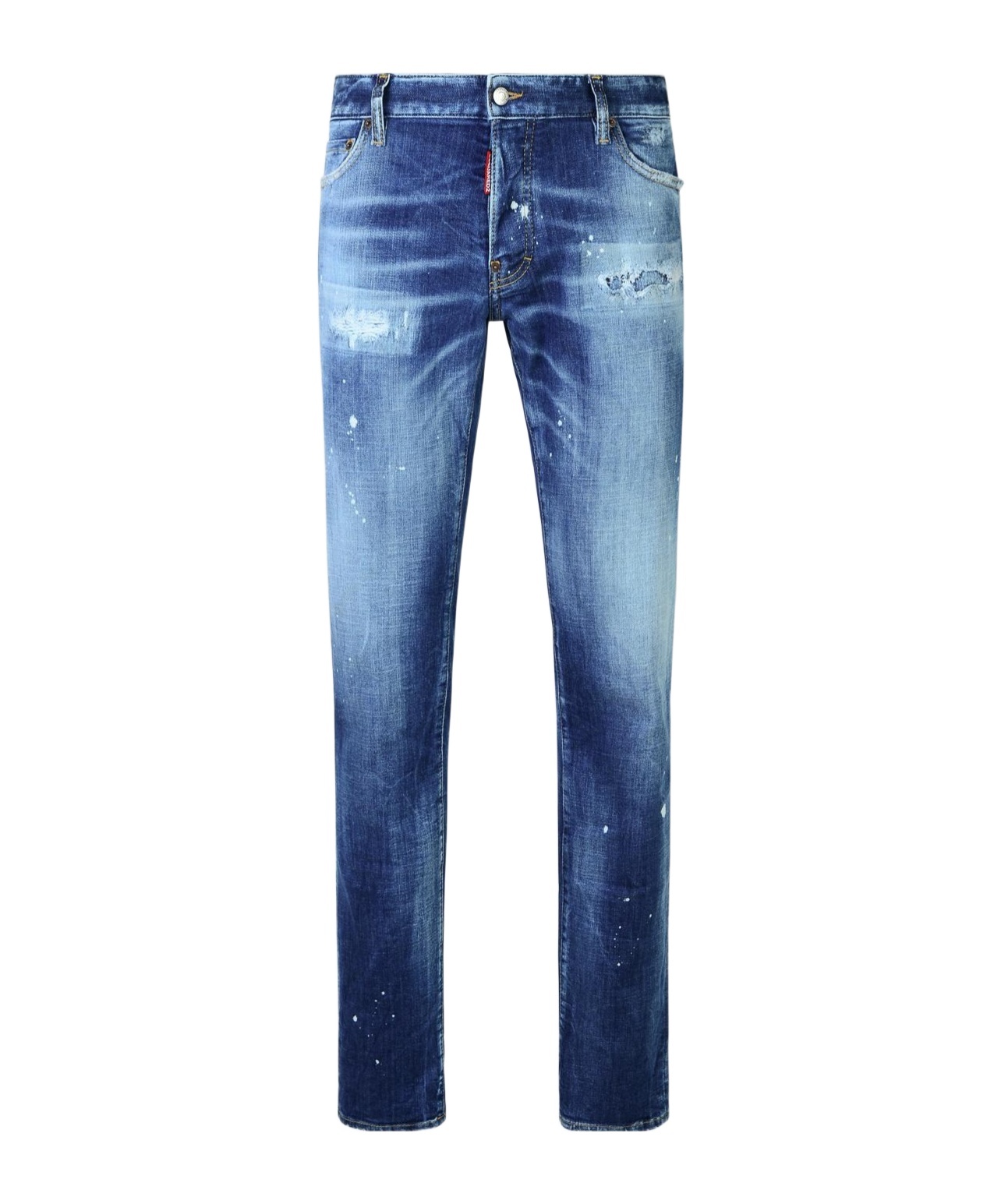 Dsquared2 Cotton Blend Distressed Effect Tapered Leg Trousers In Blue