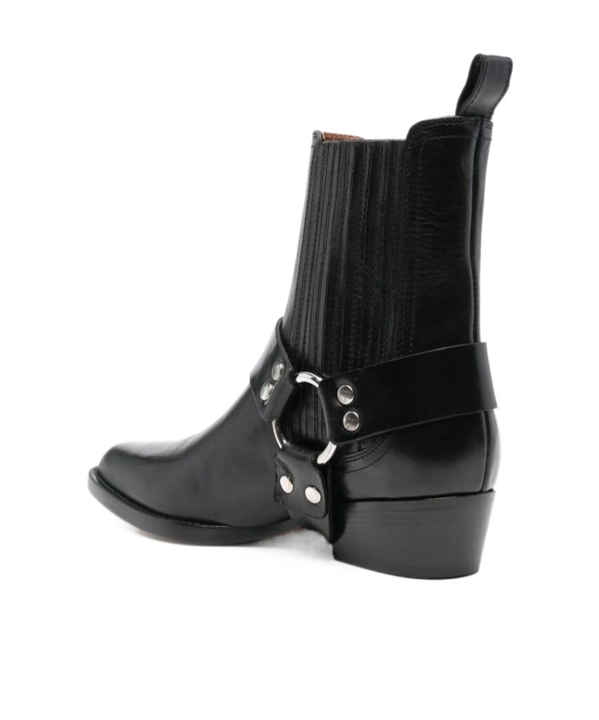 Paris Texas Helena Shiny Vintage Leather Ankle Boots In Black