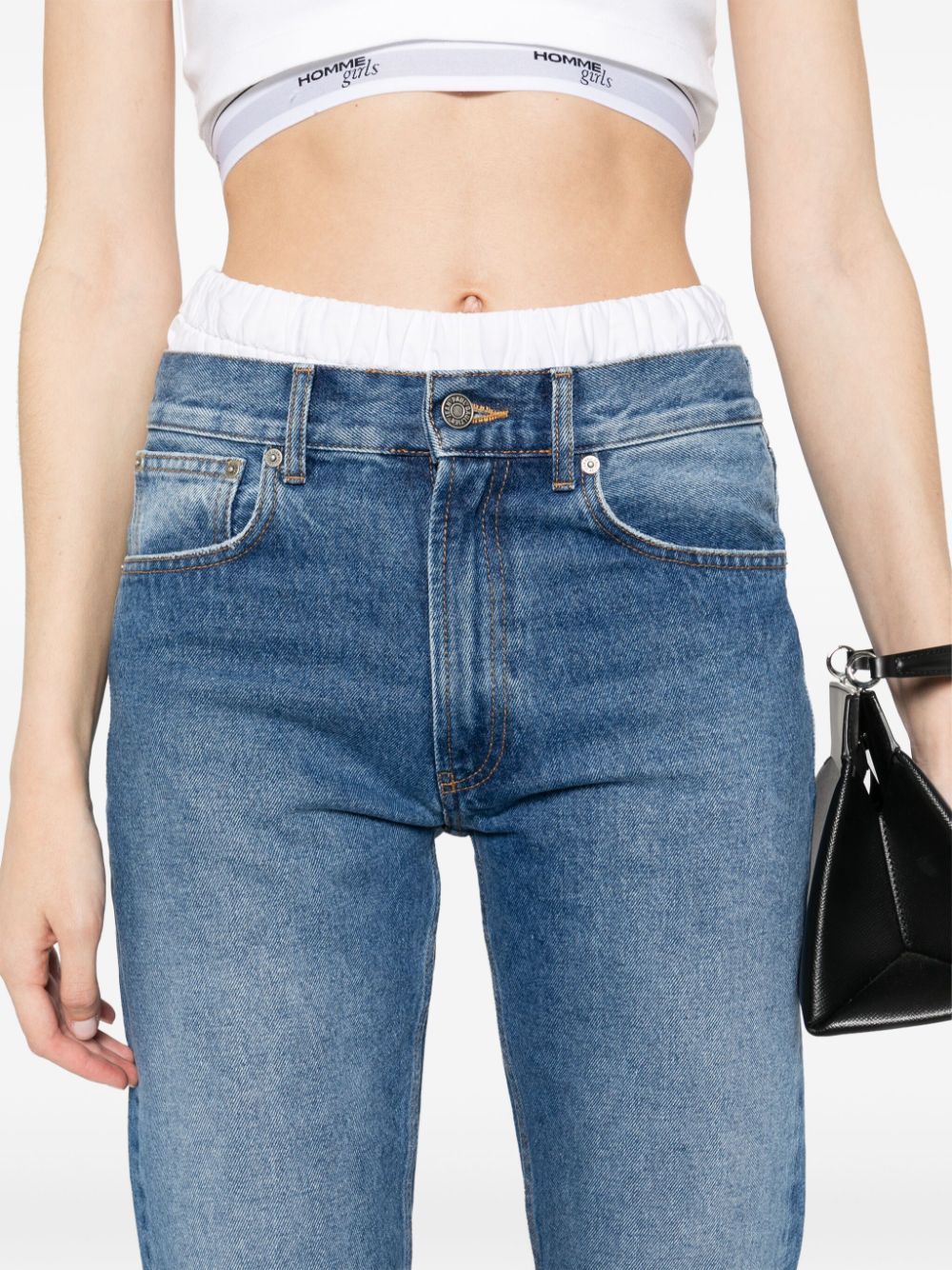 Jean Paul Gaultier Washed Tapered Jeans In Blue
