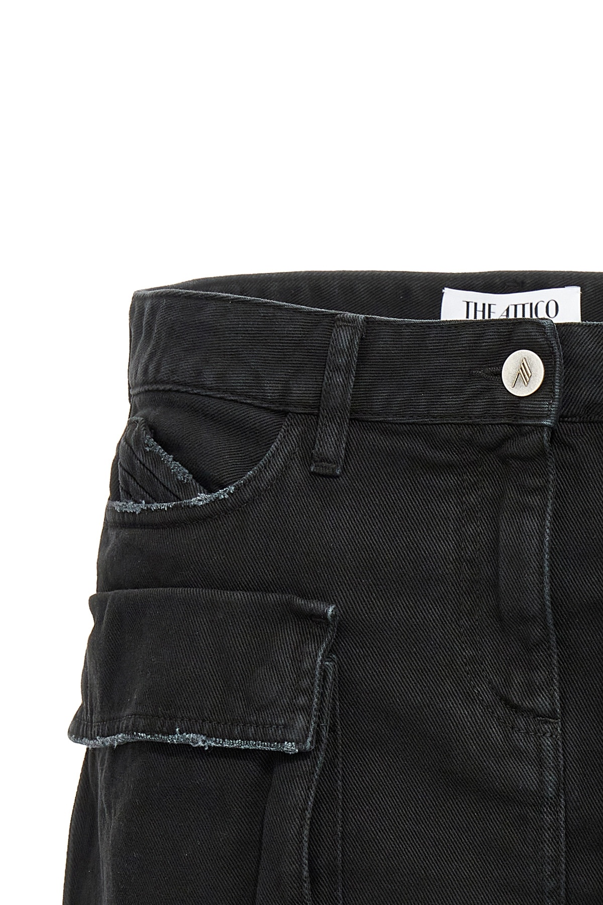 Attico 'fay' Black Mini-skirt With Oversized Cargo Pockets In Black
