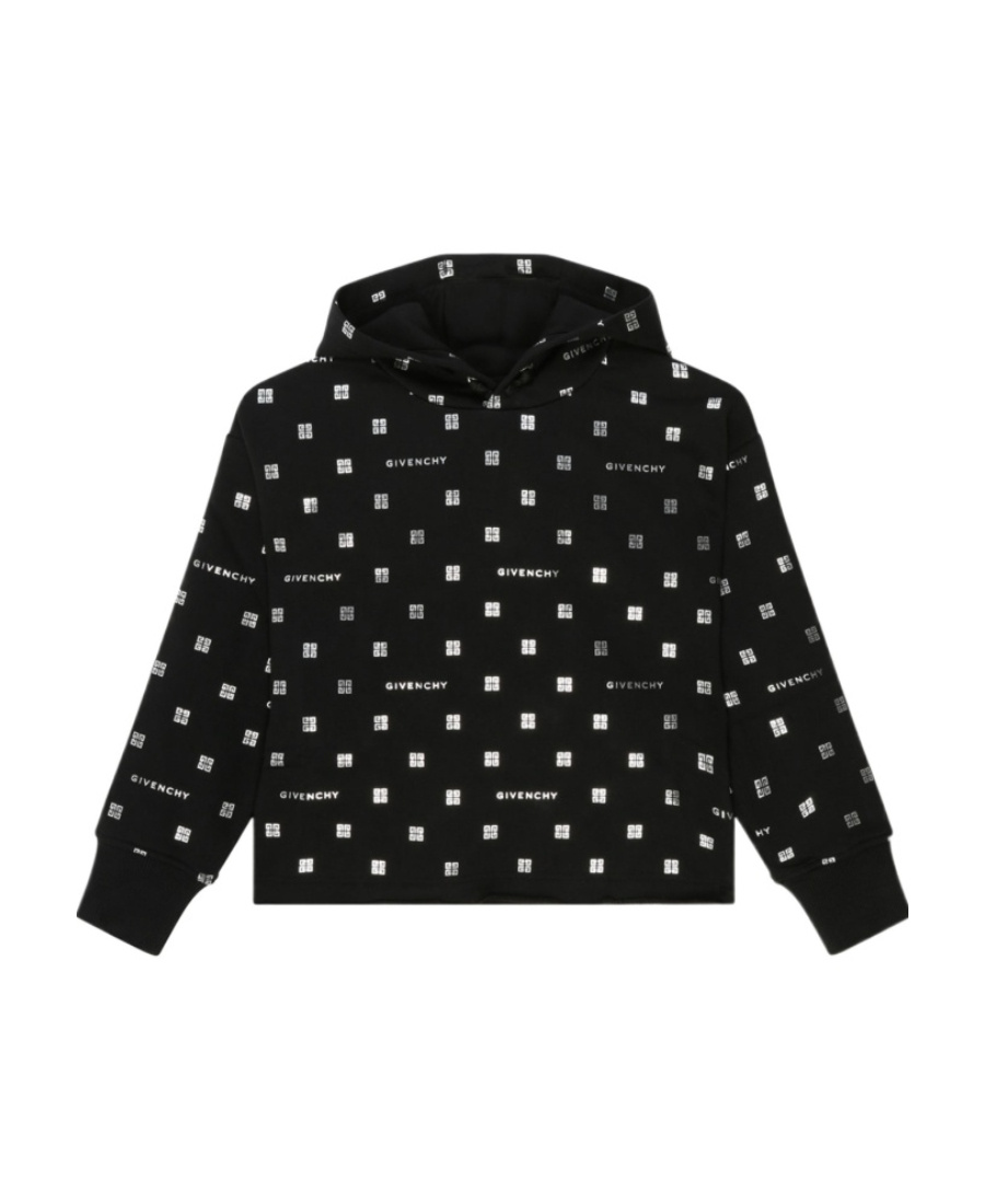 Givenchy Girl's Cropped 4g Logo-print Hoodie In Black