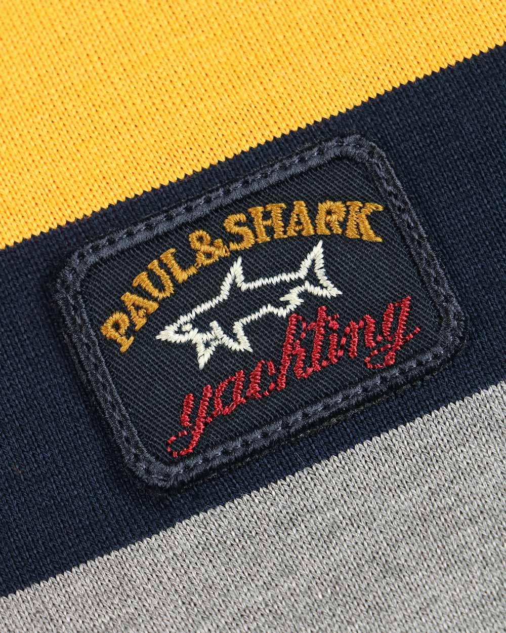 Paul & Shark Striped Long-sleeved Polo Shirt In Black