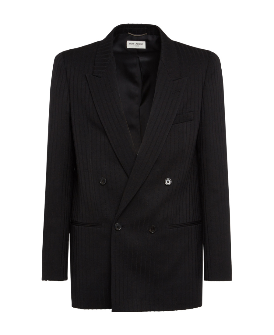 Saint Laurent Double-breasted Suit Jacket In Black