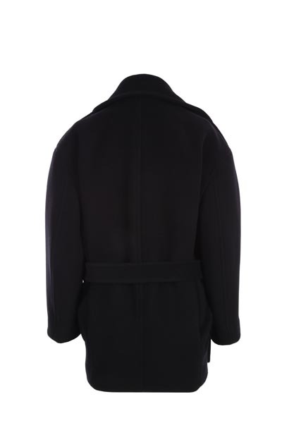 Saint Laurent Zip-up Belted Coat In Black