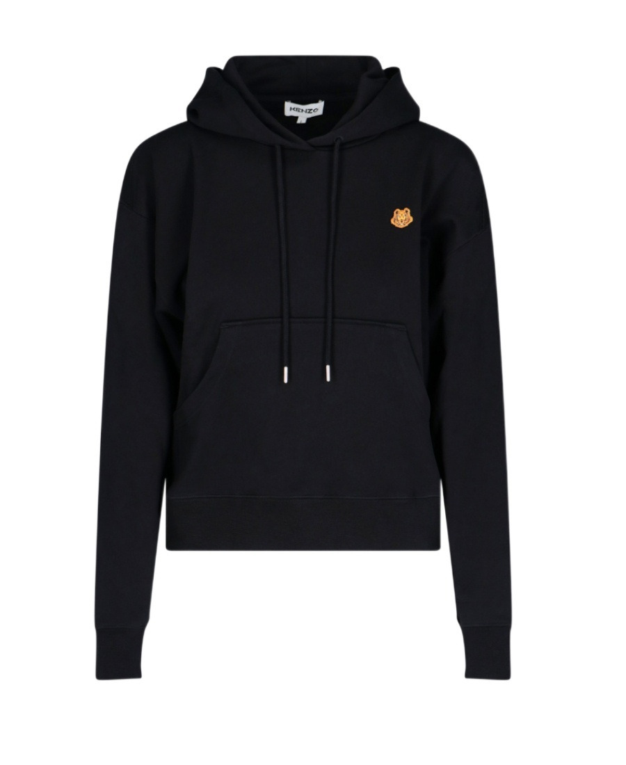Kenzo Tiger Crest Embroidered Drawstring Hoodie In Blue