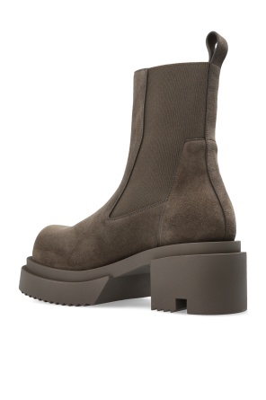 Rick Owens Round Toe Short Boots In Gray