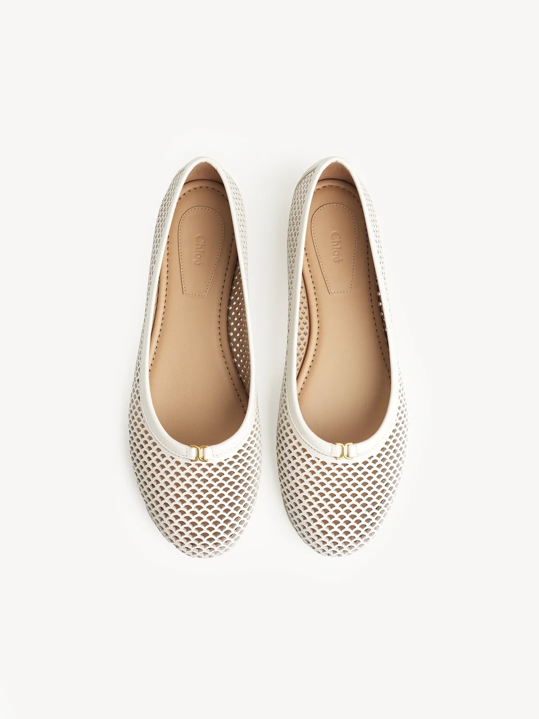 Chloé Off-white Marcie Ballerina Flats In White