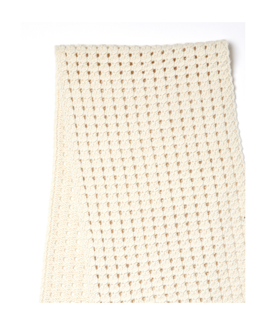 Bottega Veneta Patch-detail Pointelle-knit Scarf In White