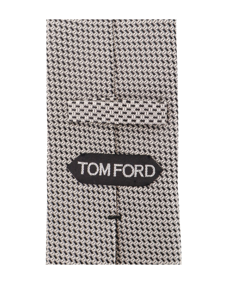 Tom Ford Geometric-printed Pointed Tip Tie In White
