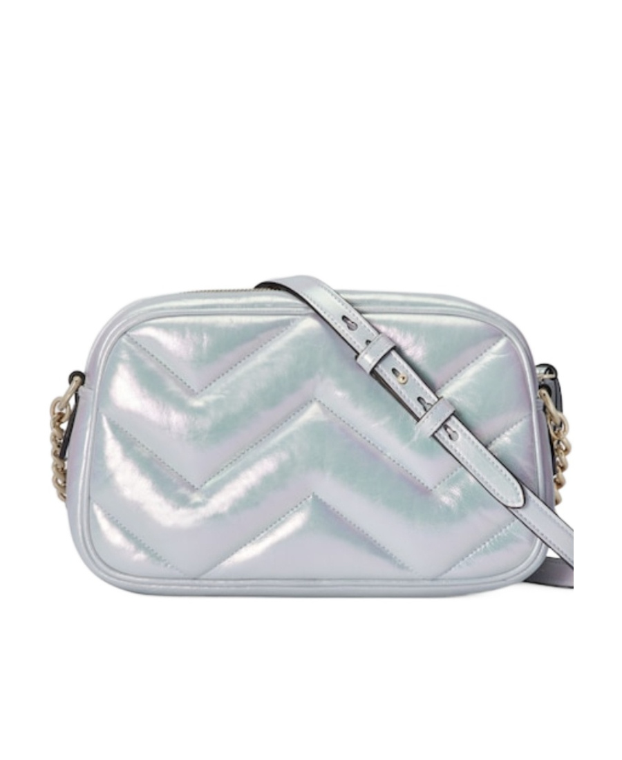 Gucci Gg Marmont Small Leather Camera Bag In Metallic