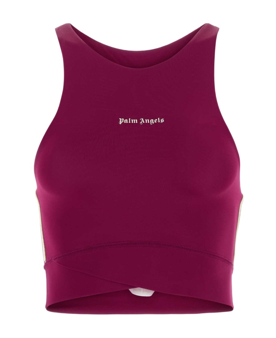 Palm Angels Logo Printed Sleeveless Crop Top In Red
