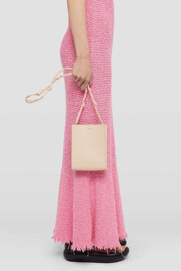 Jil Sander Logo-print Leather Crossbody Bag In Nude