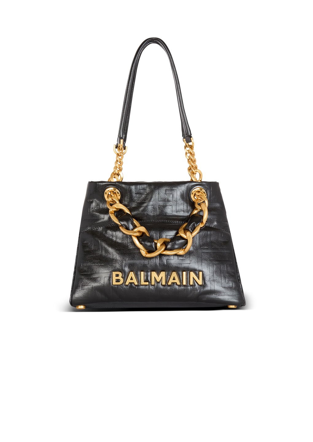 Balmain 1945 Soft Pb-monogrammed Crinkled Leather Tote Bag