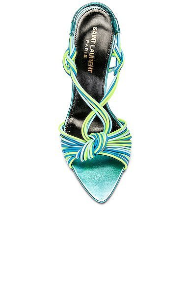 Saint Laurent Women's Pool Sandals In Tpu And Metallized Leather In Blue