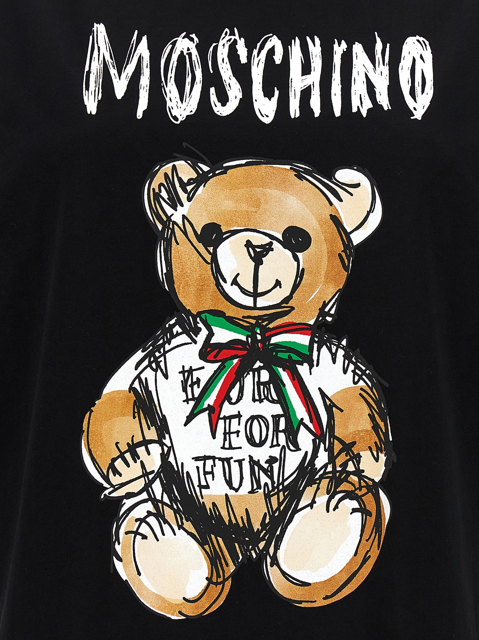 Moschino T-shirt Drawn Teddy Bear In Black
