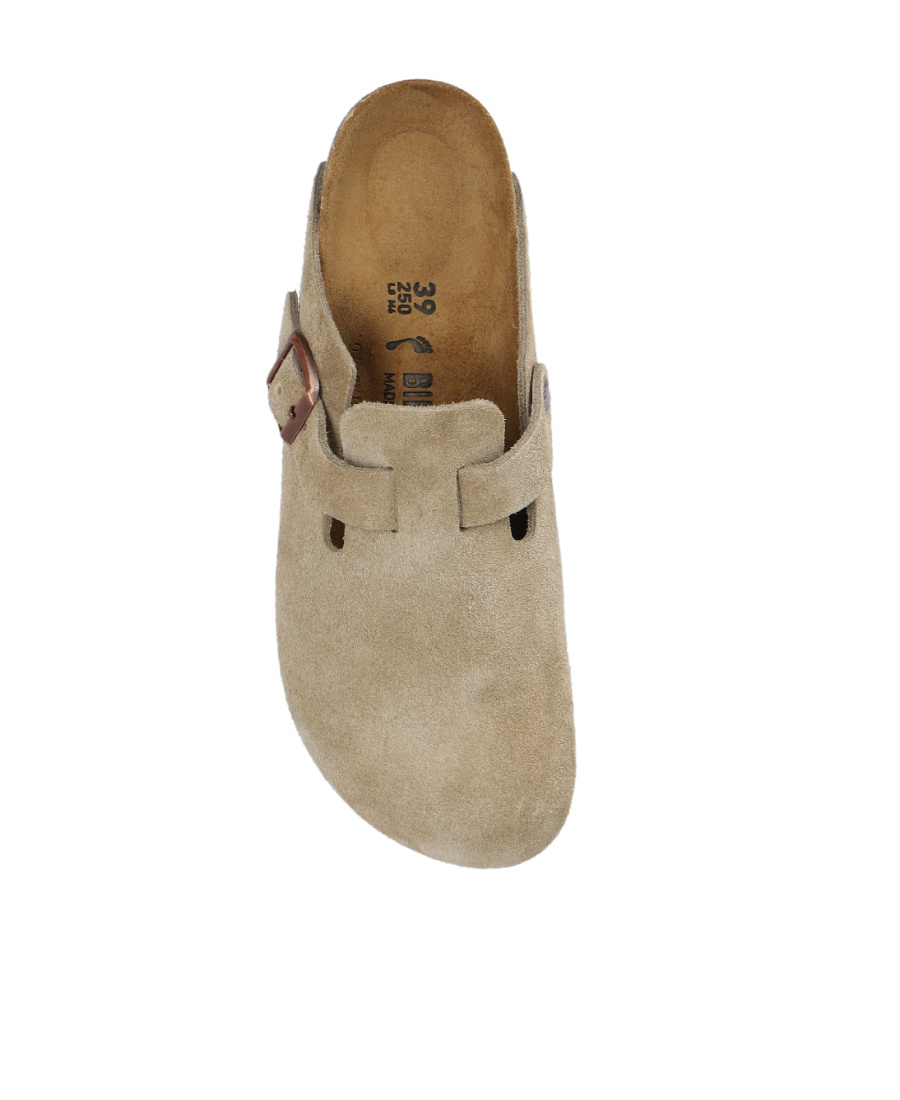 Birkenstock Boston Suede Slippers In Brown