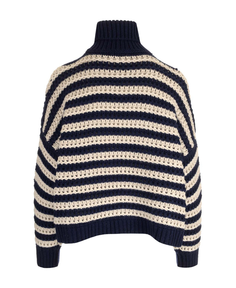 Brunello Cucinelli Open-knit Striped Jumper In Black