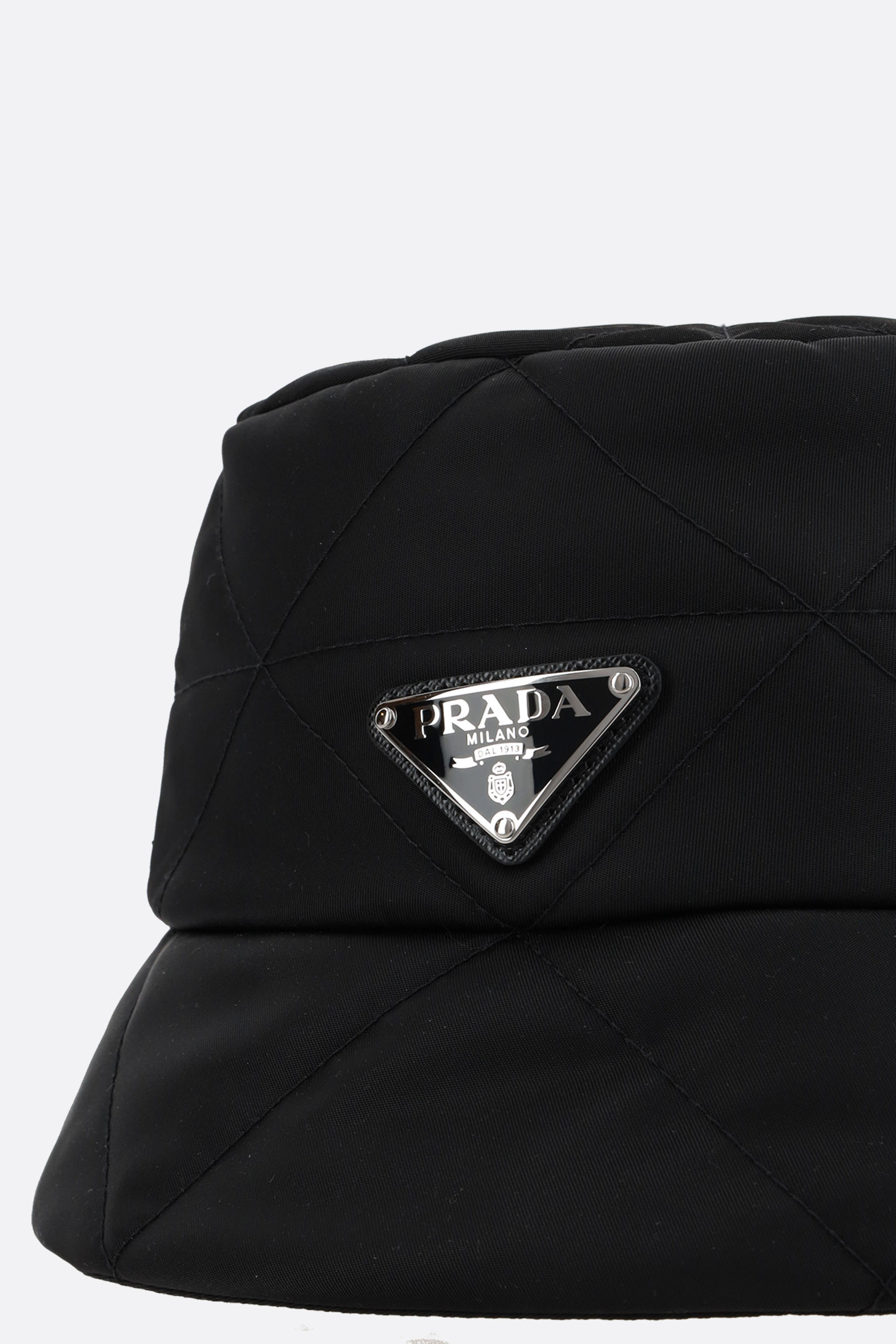 Prada Logo-embellished Shell Bucket Hat In Black