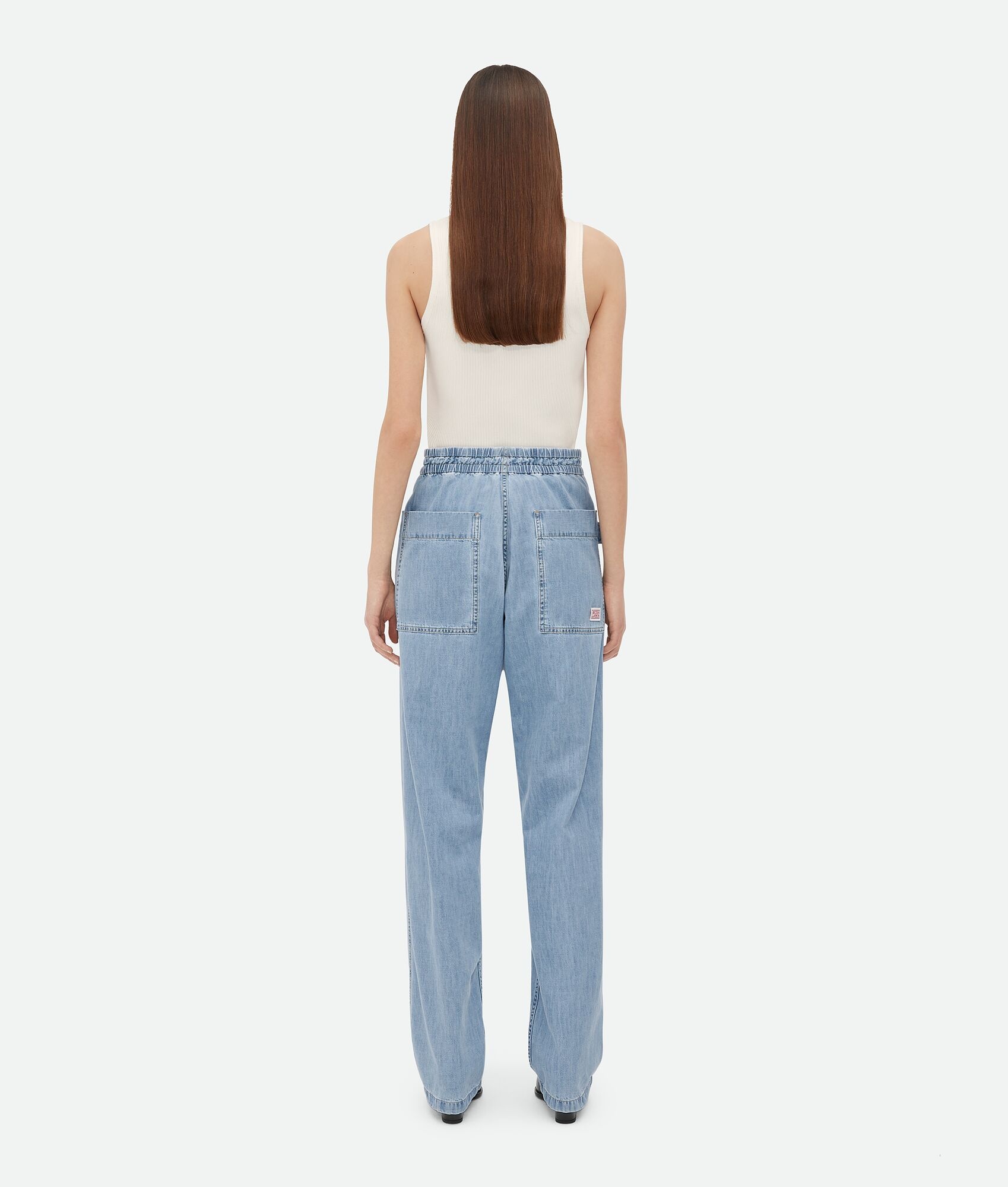 Bottega Veneta Light Bleached Elasticated Denim In Blue