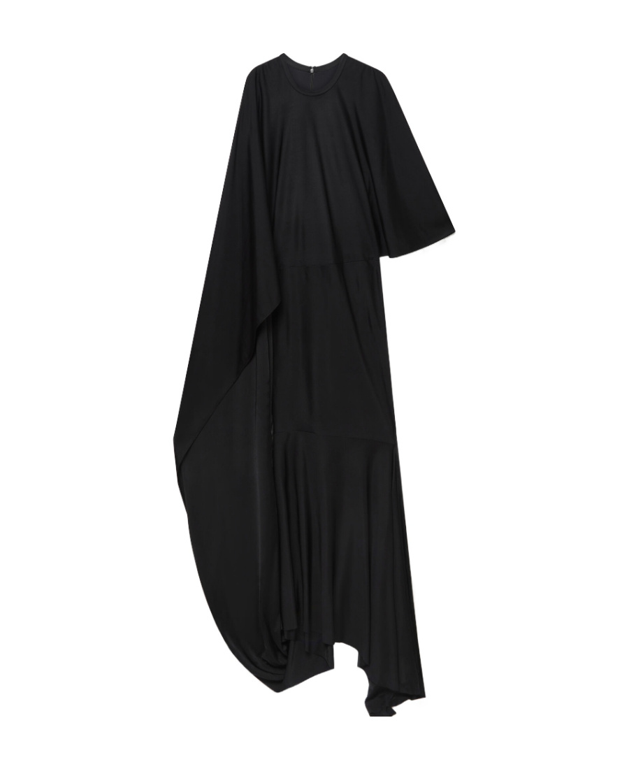 Stella Mccartney Asymmetrical Cape Sleeve Dress In Black