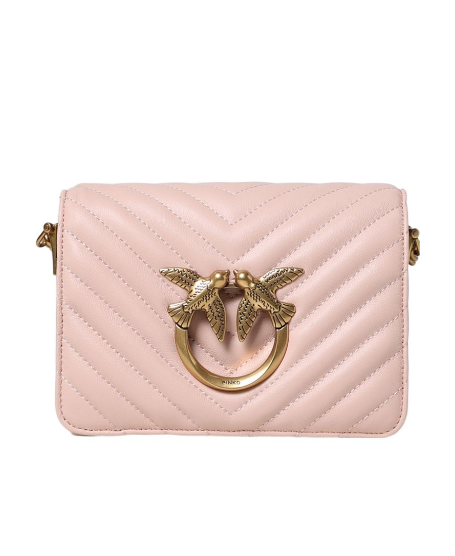 Pinko Logo Strap Satchel In Nude