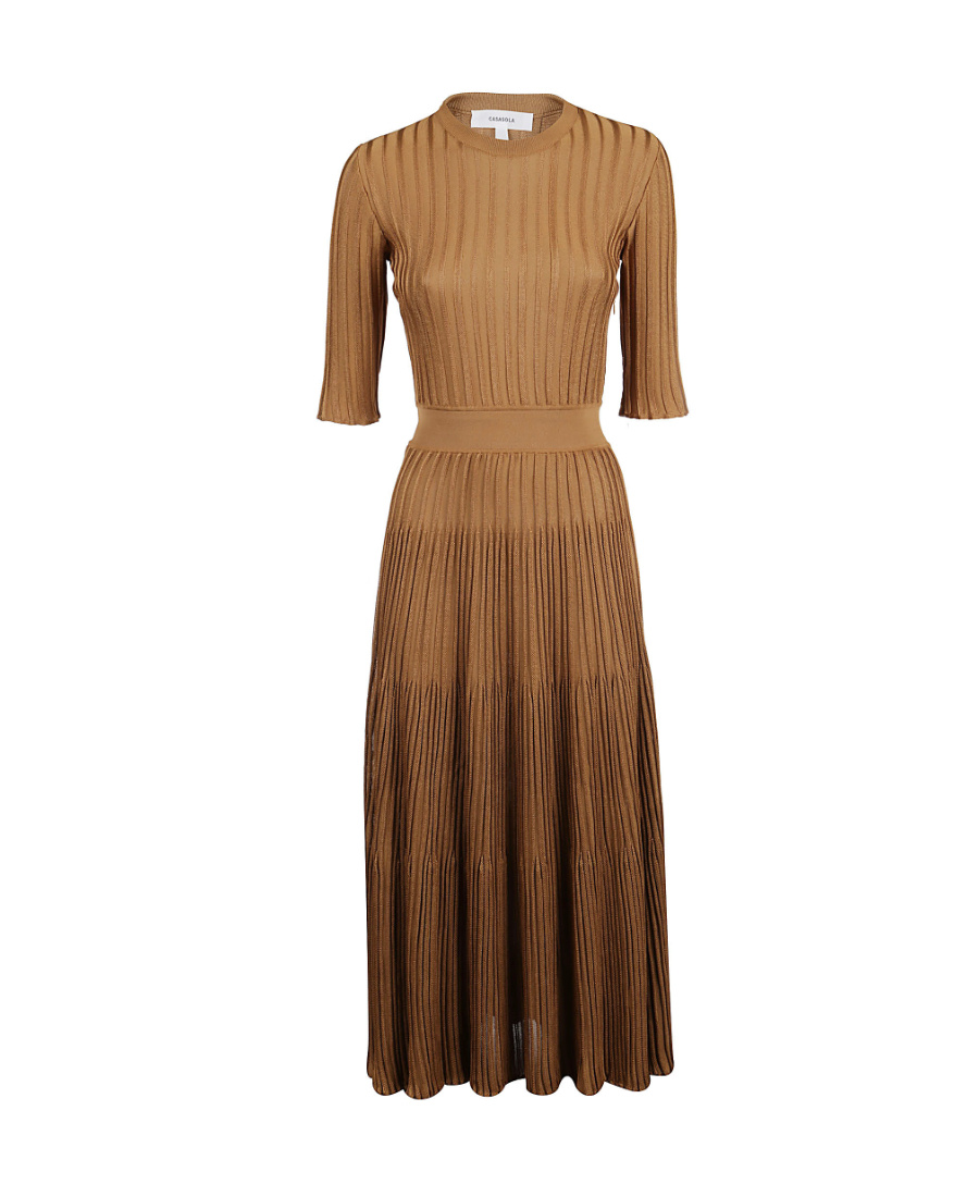 Barbara Casasola Striped Design Dress In Brown