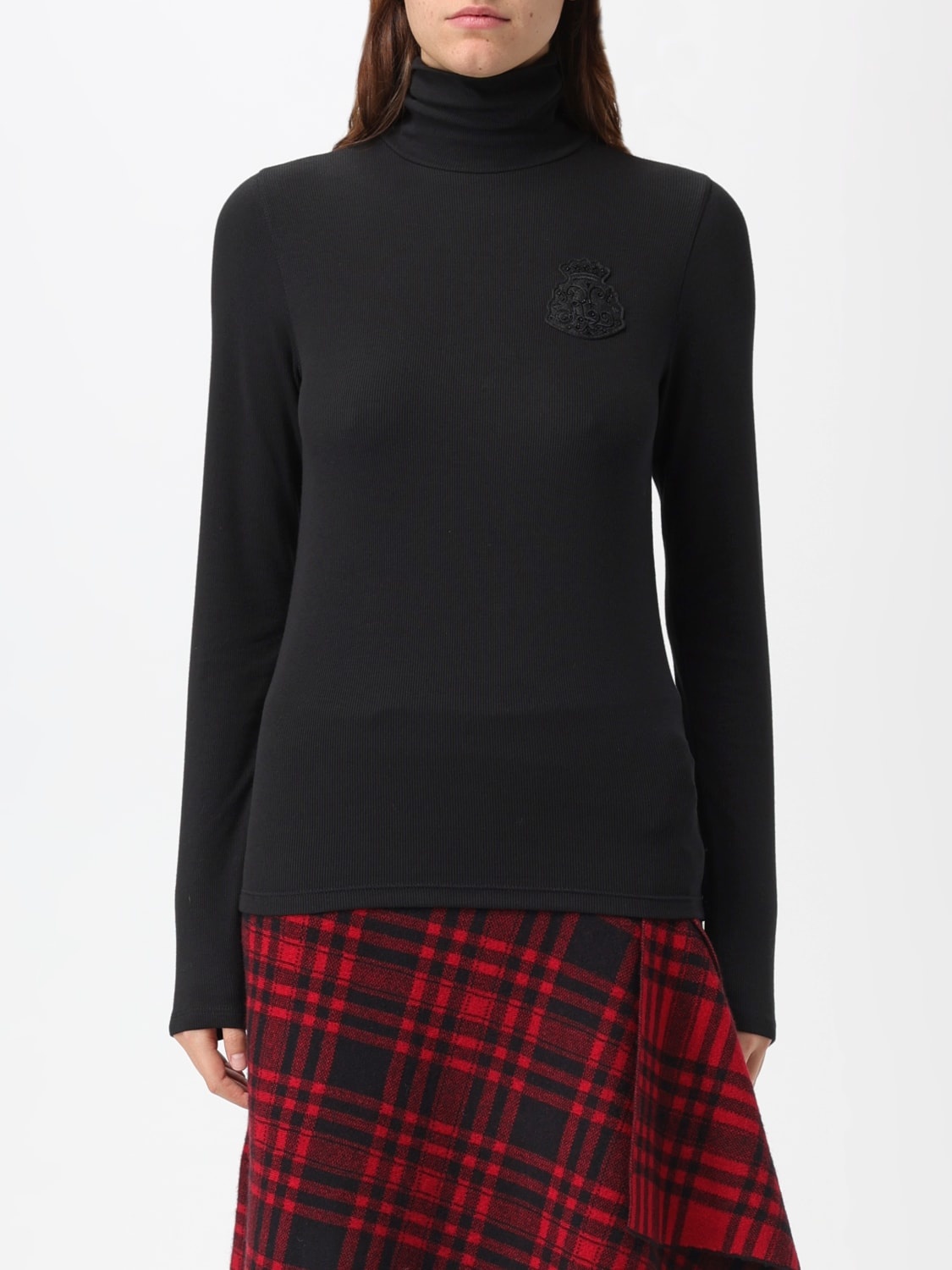 Polo Ralph Lauren Logo-patch Ribbed-knit Jumper In Black
