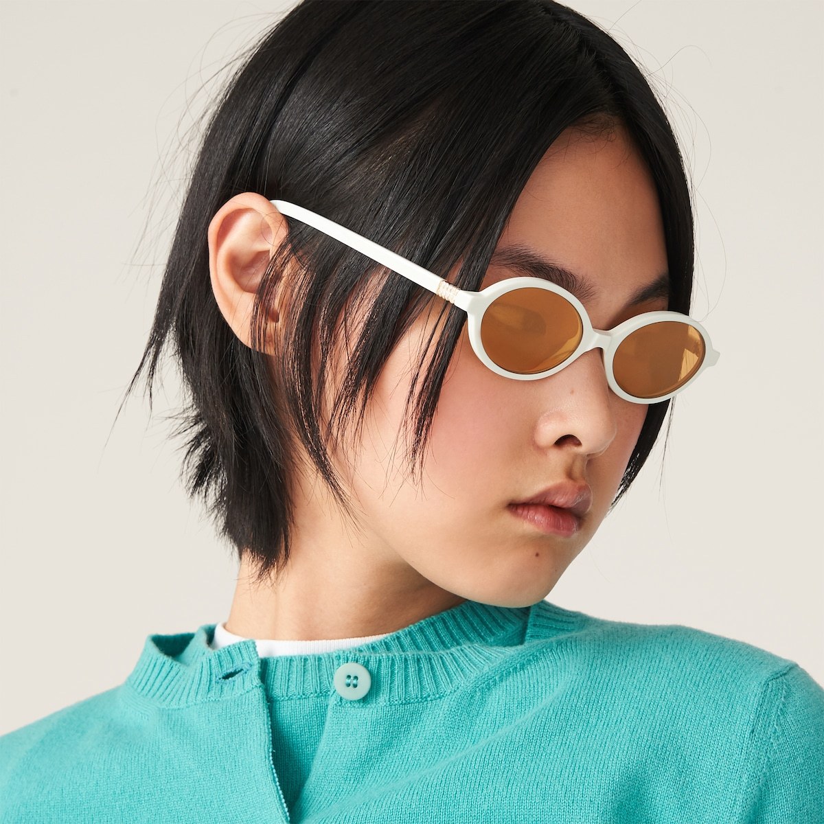 Miu Miu Runway Logo Sunglasses In White