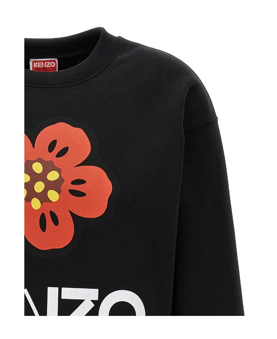 Kenzo Boke Flower Brushed Cotton Sweatshirt In Black
