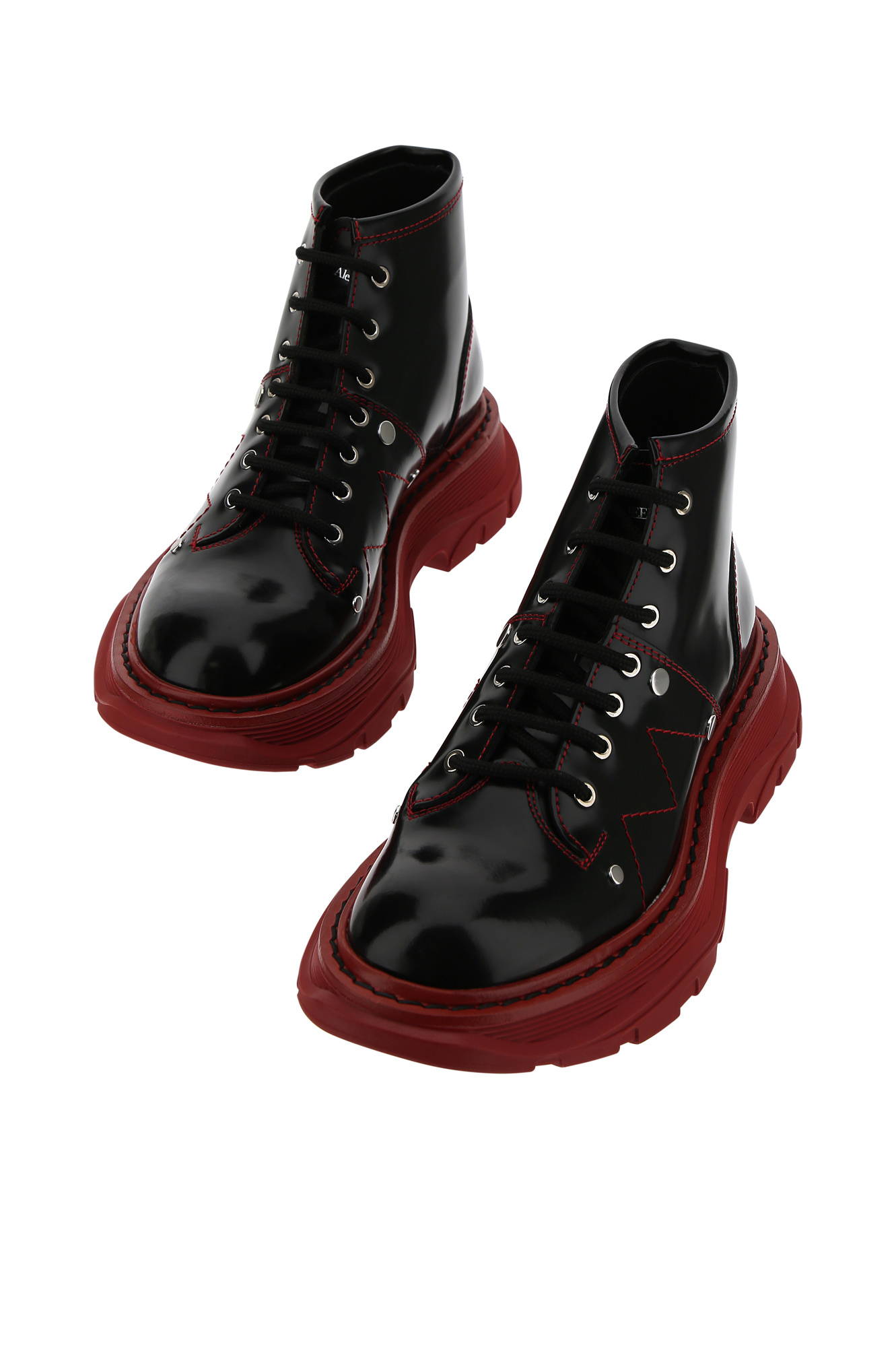 Alexander Mcqueen Tread Lace Up Boots In Black
