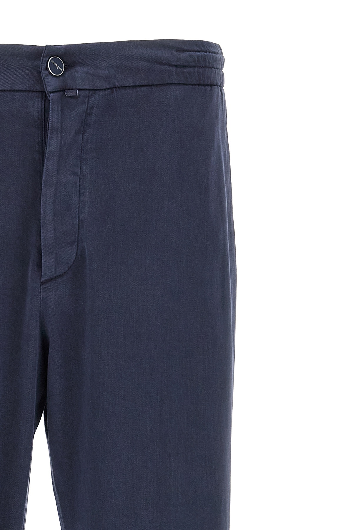 Shop Kiton Rear Elastic Waist Casual Pants In Blue