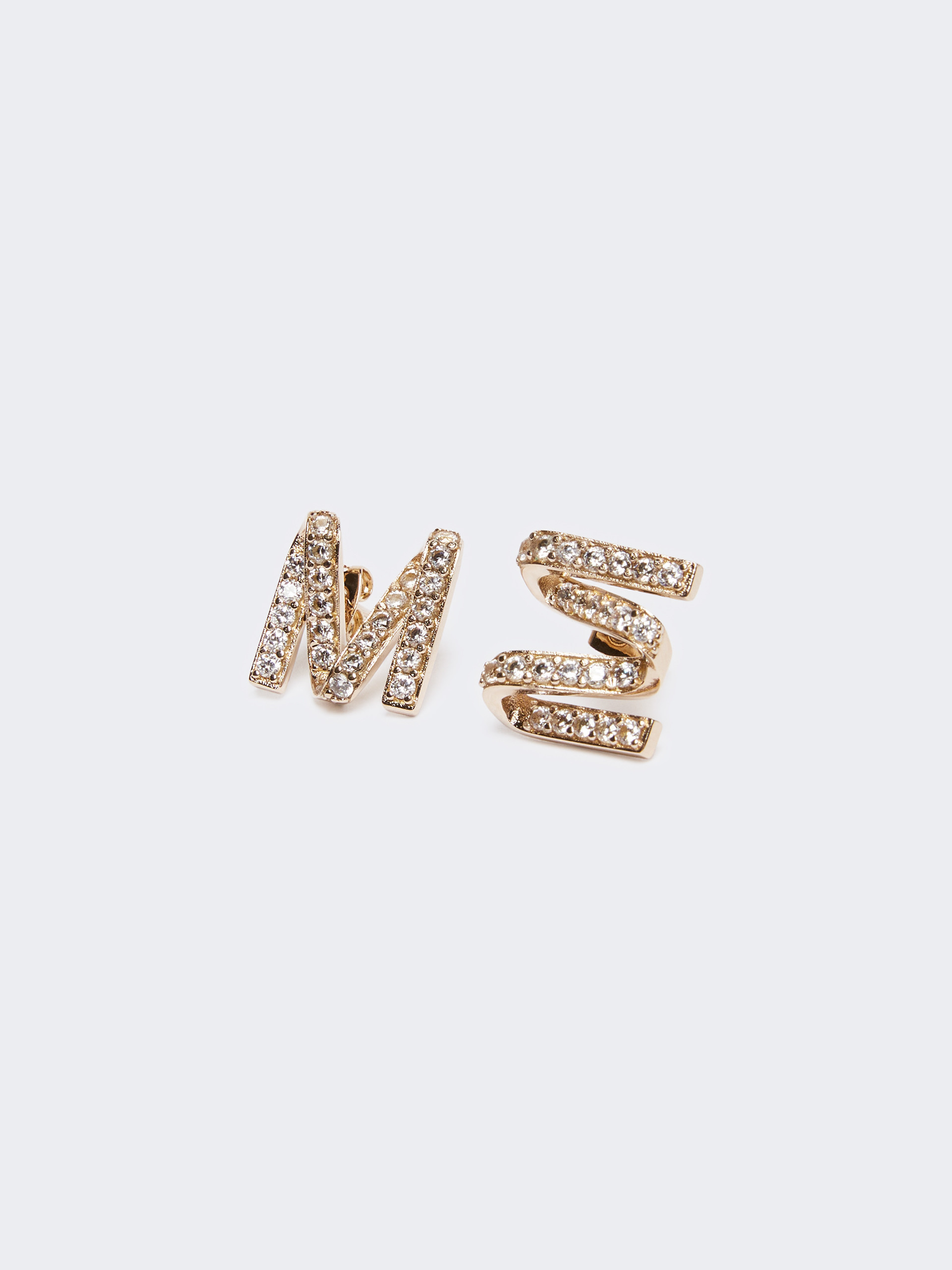 Max Mara Rhinestone Letter Earrings In Brown