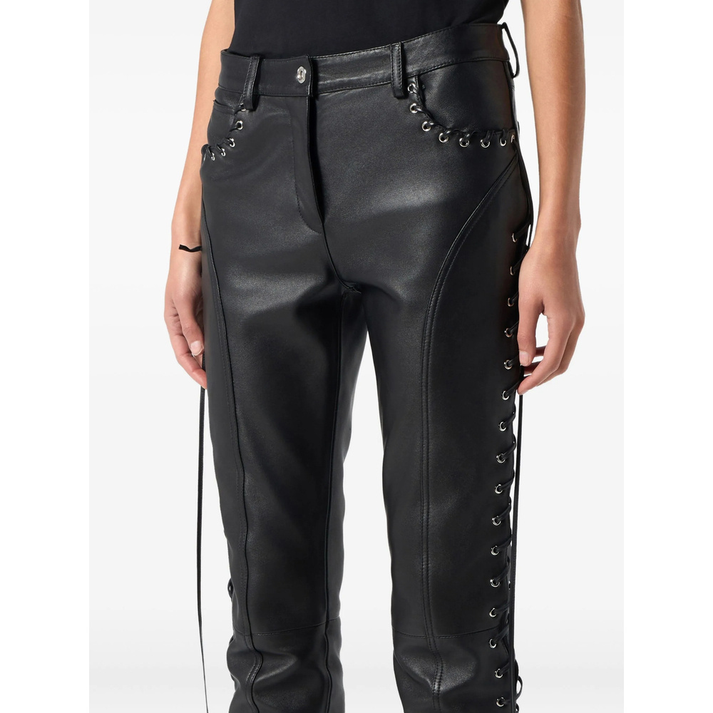 Blumarine Lace-up Trousers In Burgundy