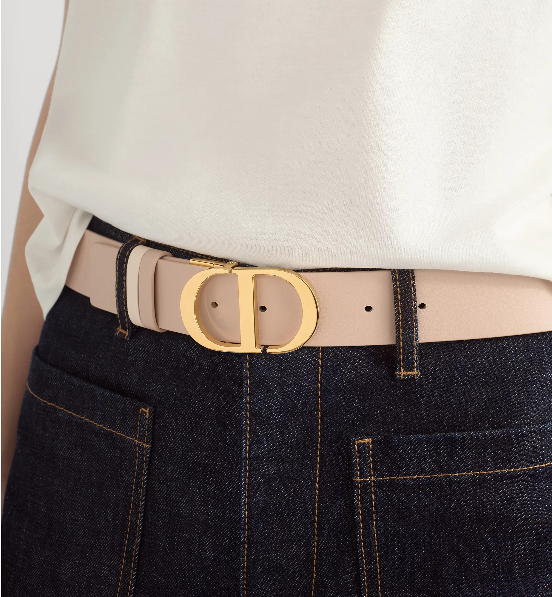 Dior 30 Montaigne Reversible Belt In Nude