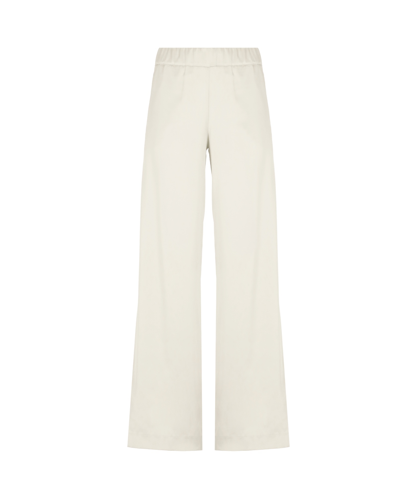 D Exterior Elastic-waistband Satin Trousers In White