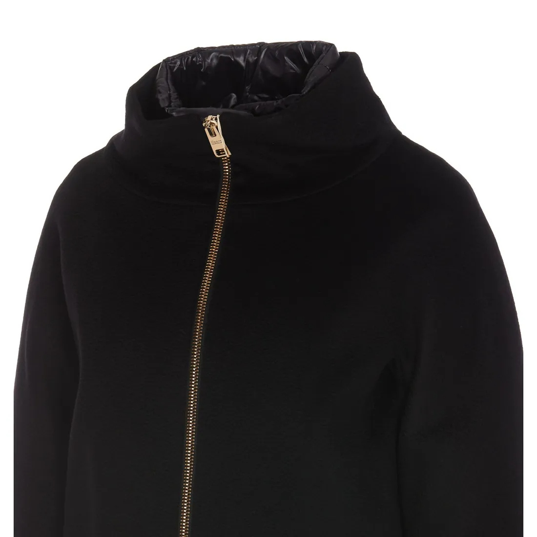 Herno Wool Outerwear Coat With Minimalist Design In Black