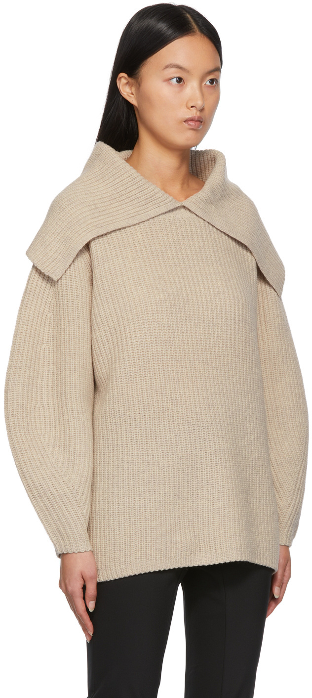 Shop By Malene Birger Fevila Sailor-collar Wool Jumper In Nude