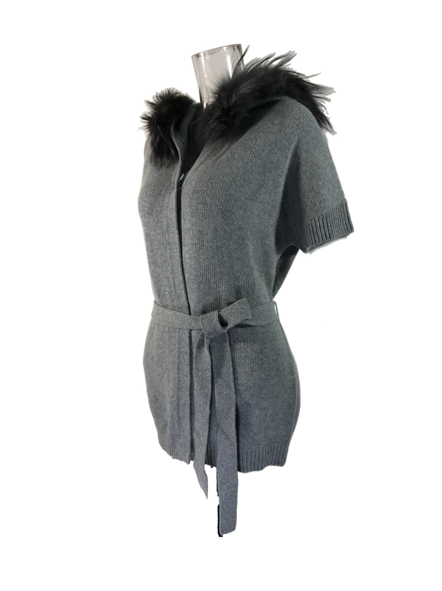 Max Mara Short-sleeved Knitted Cardigan In Gray